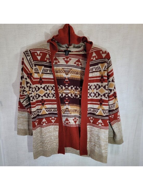 Wrangler Retro Sweaters - Wrangler Retro Cardigan Womens M Red Open Sweater Knit Western Aztec Southwest